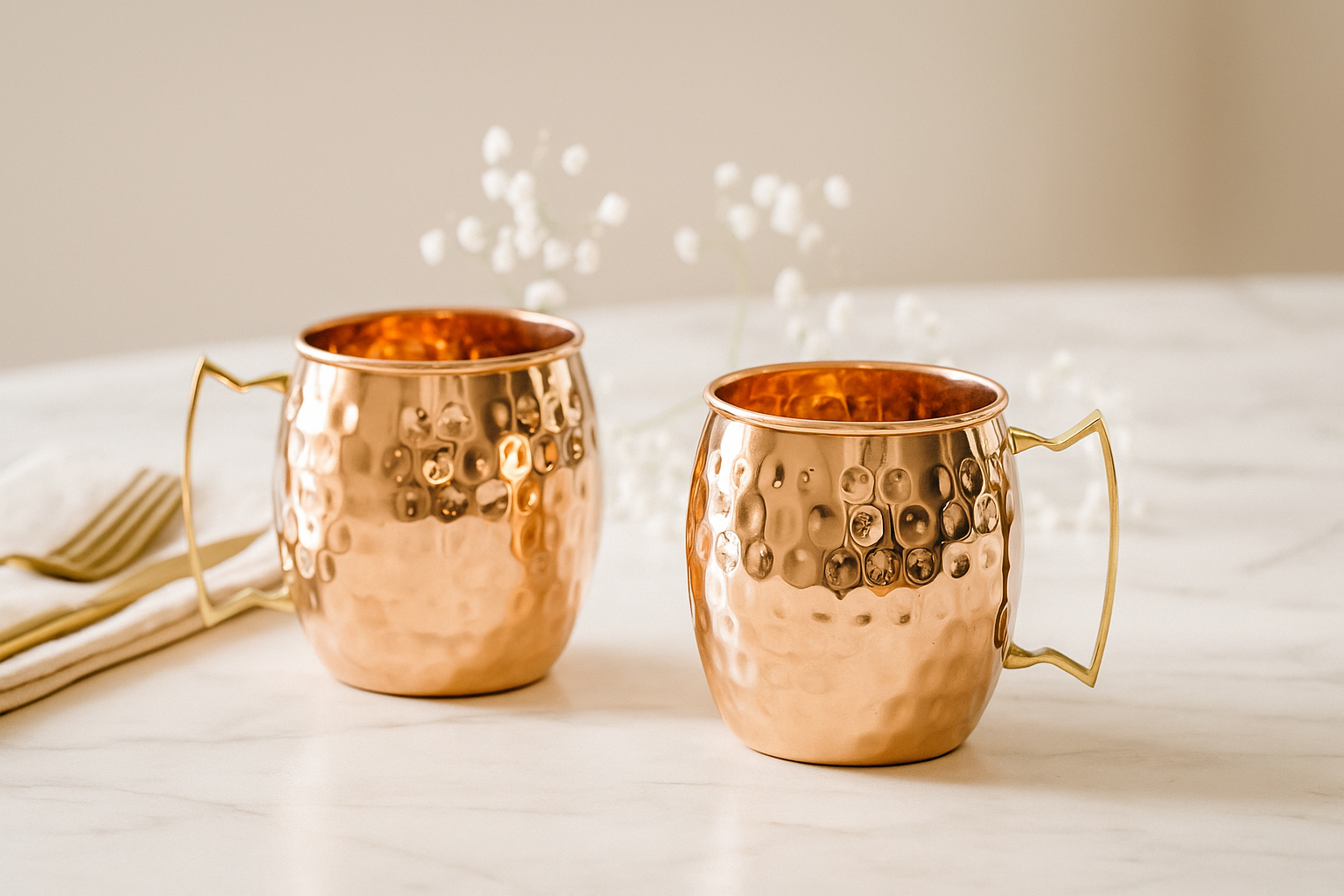 Moscow Mule Mug - Hammered Copper with Brass Handle Copper product view 2 - Viviana London artisan collection